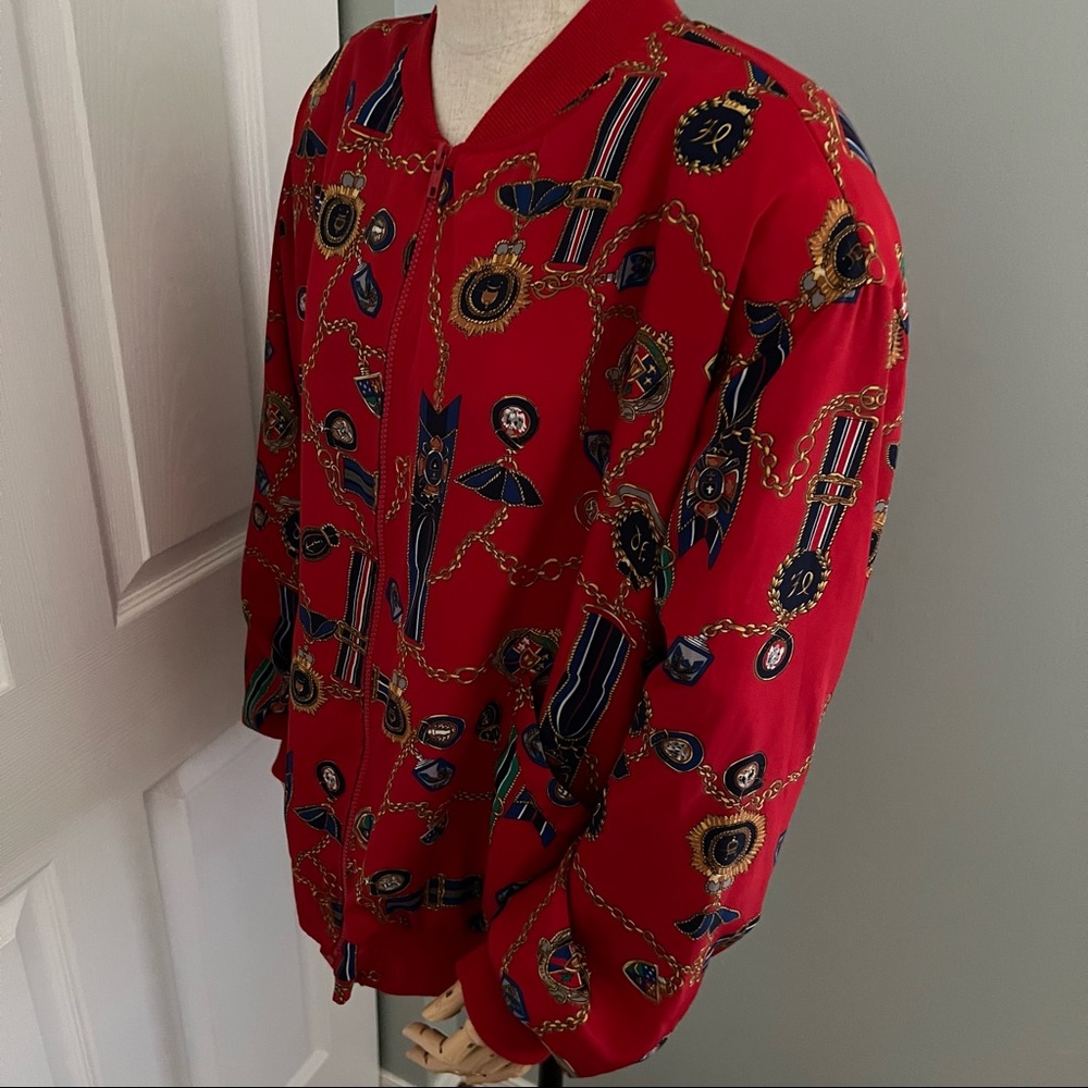 Alfred Dunner Vintage Silky Polyester Zip Up Jacket Shoulder Pads Size 18 - Picture 8 of 16
